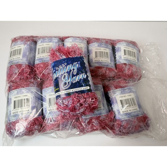 Other - Knitting Yarn 100% Polyester Micro-fiber Pink Purple Eyelash Fuzzy Yarn Lot 10